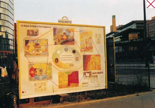 Billboard at the Potsdamer Platz 2003: R.H.G. Einert rented a billboard to present his seven-level world view